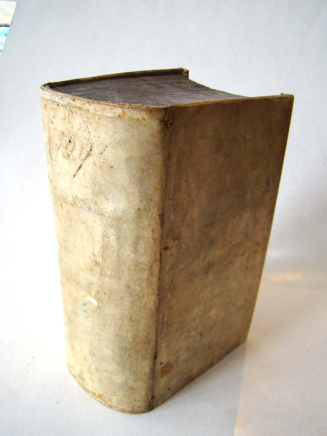 A 17th century vellum bound German Bible printed in 1695 and in near 'unused' condition